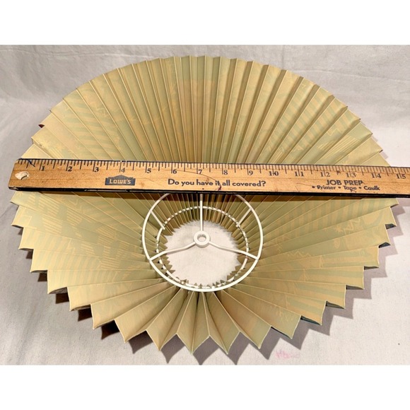 Vintage Pair Pleated Floral Lampshades 15" Flared Fabric Vinyl Backed - Picture 3 of 14